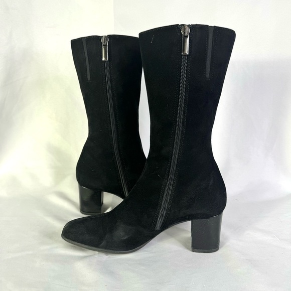 AQUATALIA BLACK LEATHER BOOTS BLOCK HEELS CHUNKY HEELS  WITH SIDE ZIPPER SIZE 6 - Picture 8 of 15